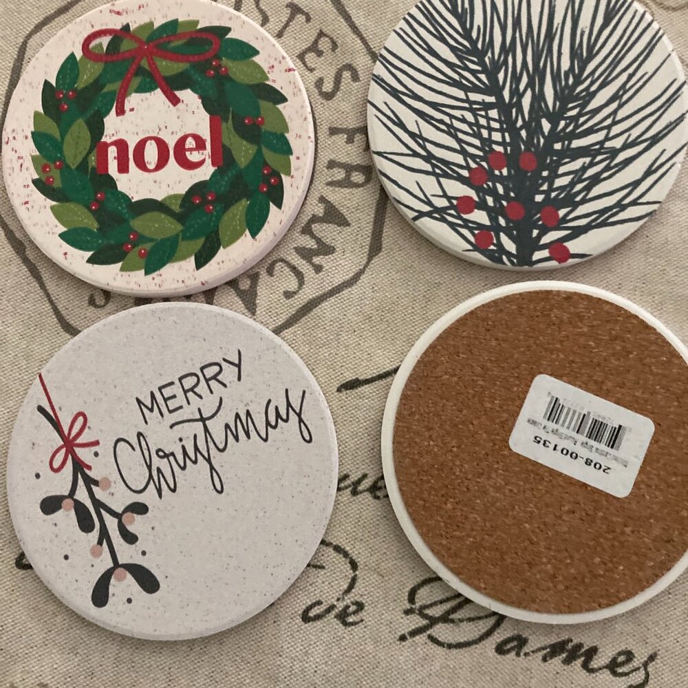 Wild Birds Unlimited Stone Christmas Coasters NWT - 4 Coasters - Picture 3 of 4